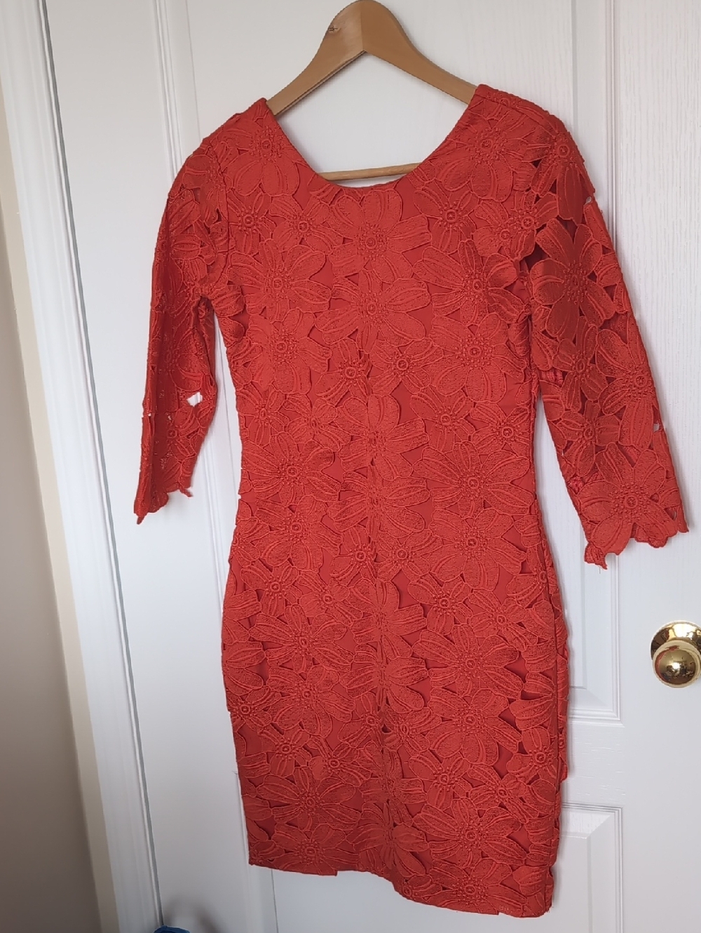 Van Heusen Women's Orange Floral Lace Sheath Dress